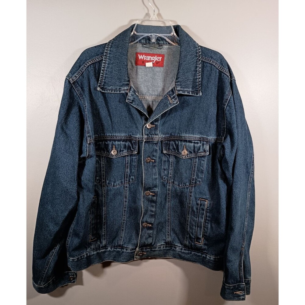 Vintage Wrangler Trucker Jacket Mens Hero Heavyweight Utility Denim XL 3MHRWHY